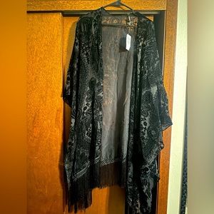 Torrid Velvet Burnout Fringe Ruana